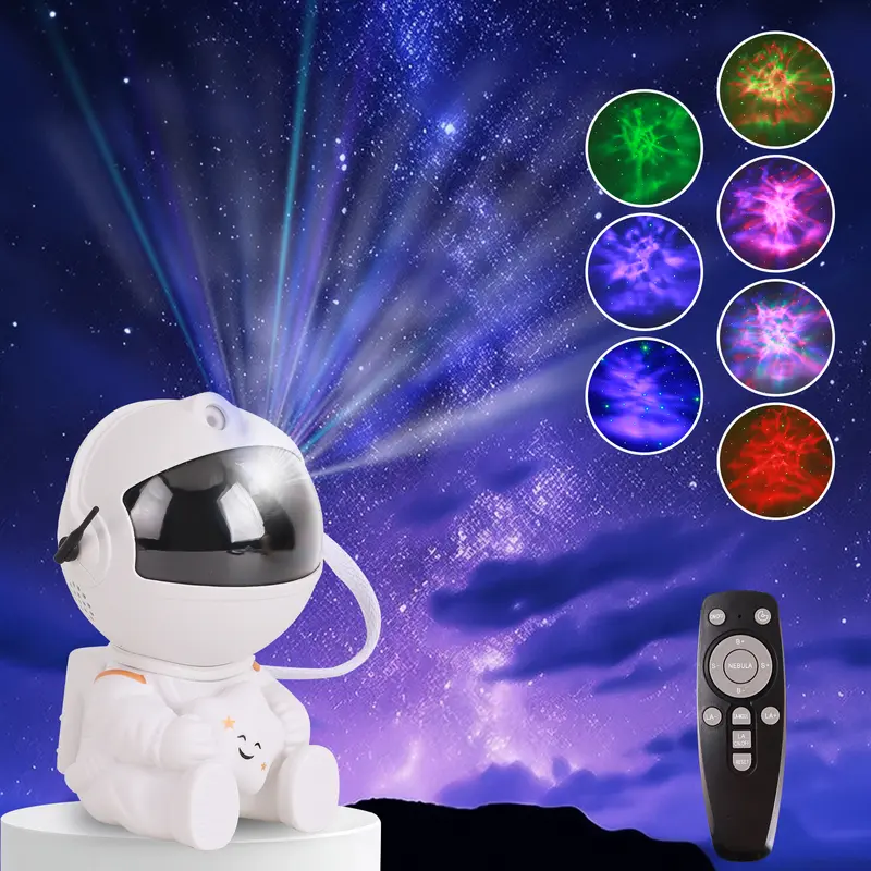 AMYTHYLLA Plastic Mini Astronaut LED Projector Lamp - LED Multicolor Color Changing Atmosphere Light, Remote Control, Nebula Starry Sky Effects, Indoor Use Novelty Night Light for Bedroom Decor, Space Lovers Gift