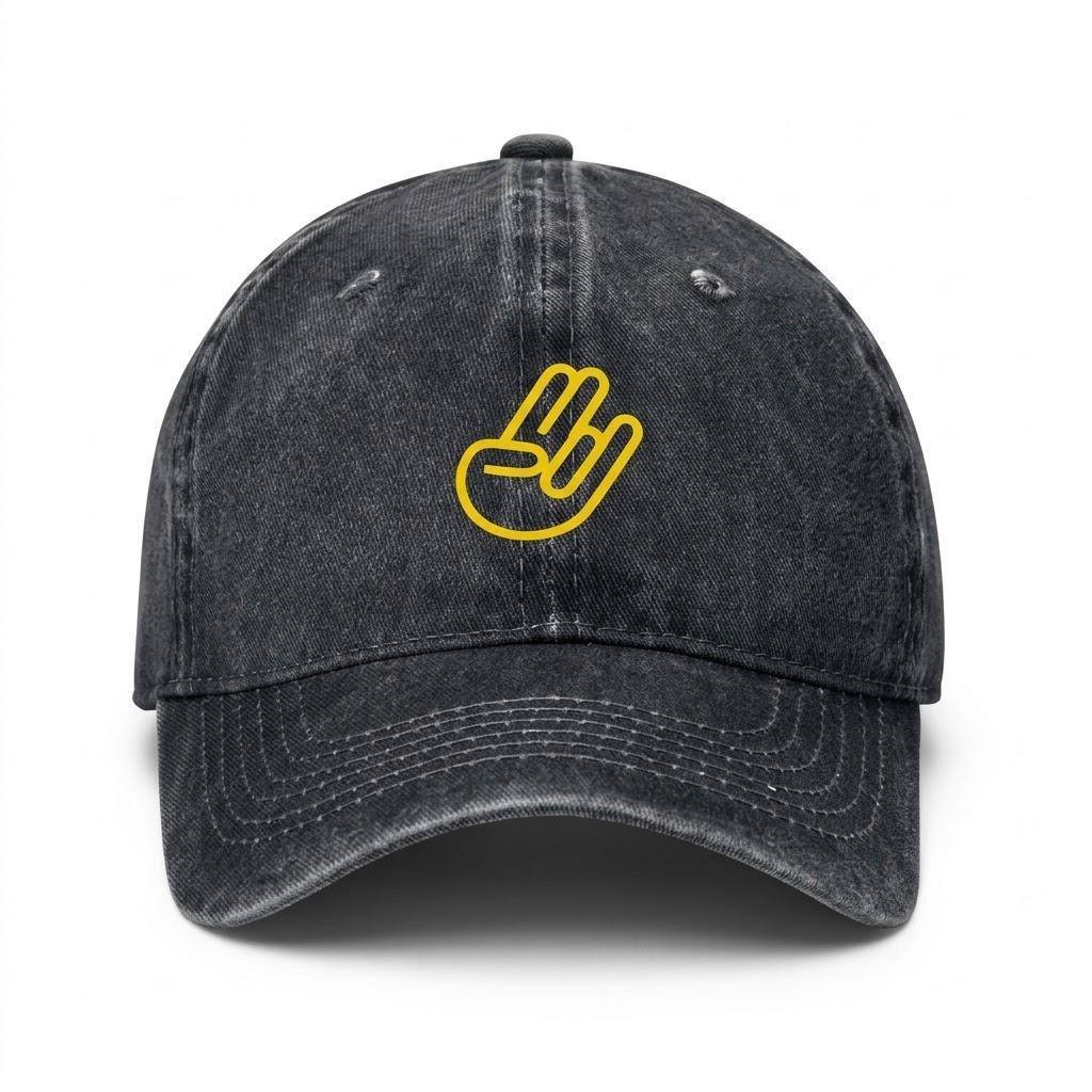 Vintage Washed Cotton Baseball Cap Creative Hand Gesture Graphic Dad Hat Unisex Adjustable Streetwear