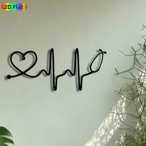 1pc Heartbeat Stethoscope Metal Wall Art, Medical Pulse Statue Mural, Artistic Metalwork, Intricate Craftsmanship, Perfect for Doctors Day, Housewarming Decor, Perfect for Clinic Office Living Room Decor, Ideal Gift for Medical Professionals, Decoration