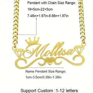 Customized Name Stainless Steel Anklet Personalized Thick Chain Cuban Chain Band Crown Heart Nameplate Pendant Customized Foot Chain Women's Jewelry