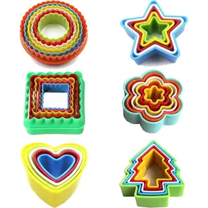 32 count Cookie  Set, Biscuit Cutters Shapes, Multi-Size Sandwich Fondant Cake Fruit Vegetable Shapes  Set,Include Square, Round, , Heart, Flower, Tree (6 Shapes)