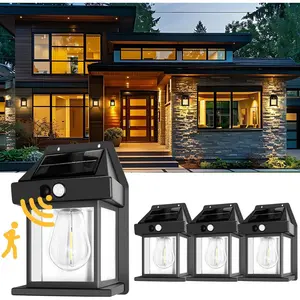 pearlstar Solar Wall Lights Outdoor,Dusk to Dawn Porch Lights Fixture,Solar Wall Lantern with 3 Modes & Motion Sensor,Waterproof Outdoors Motion Light for Garden Yard Patio Fence Outside Decorative solar wall lamp outdoor porch
