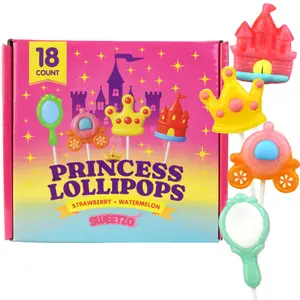Princess Lollipops, Castle, Crown, Carriage and Mirror Designed Suckers, Individually Wrapped, 18 Count