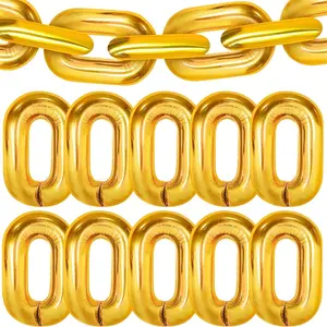 24-Piece Chain Balloons Set, 16-Inch Metal Foil Balloons, 90s Hip-Hop Party Decor, Large Chain Ring Balloons for Birthday, Graduation, Wedding Arch Decoration