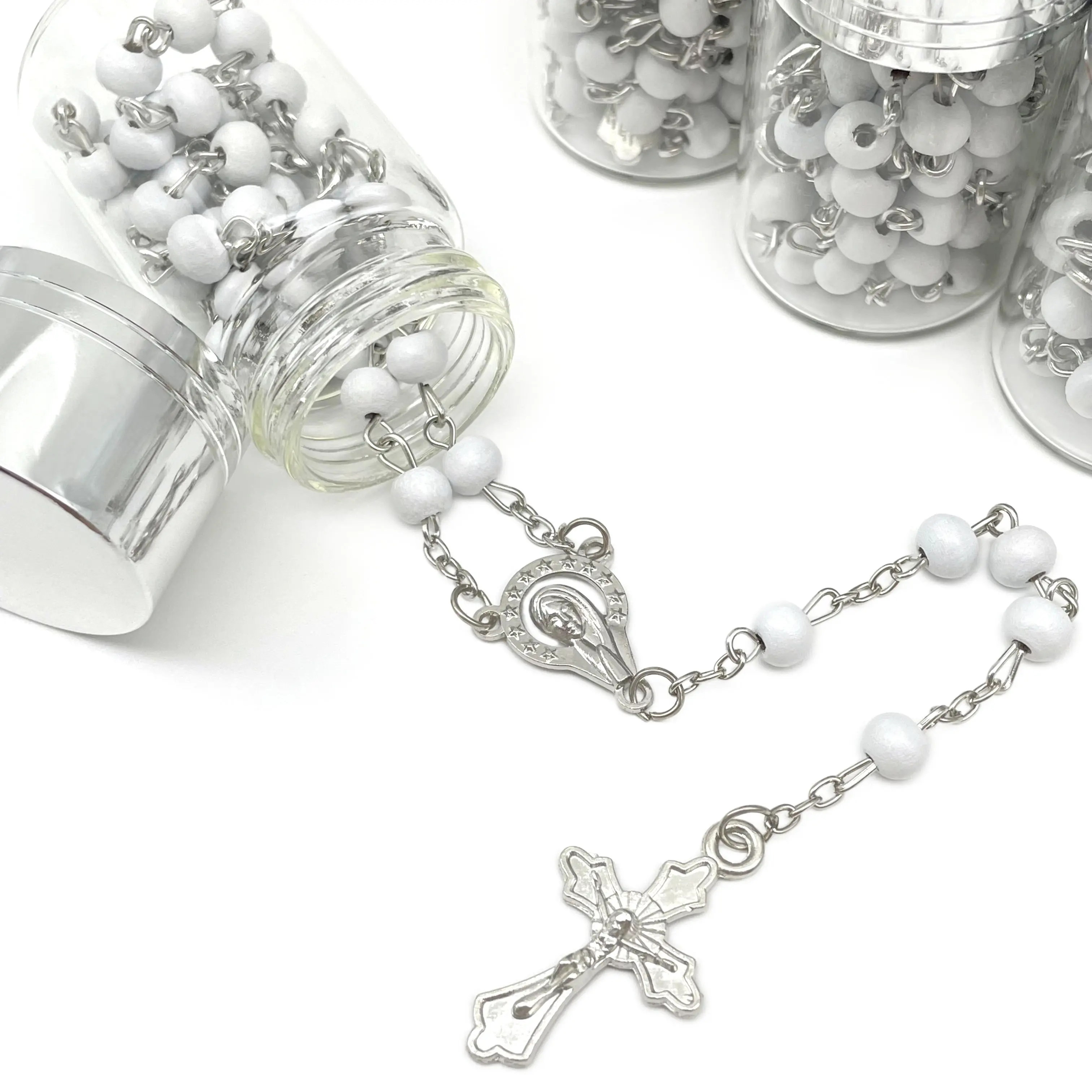 Our Lady of Guadalupe Scented Rosary in Glass Bottle with Silver/Gold Lid