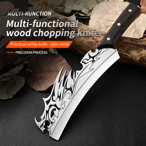 Heavy Duty Cleaver Chopping Knife, 30Cr13 Stainless Steel Full Tang Machete with Wenge Wood Handle, 4.5mm Thick Blade for Camping, BBQ & Bone Cutting outdoorfun