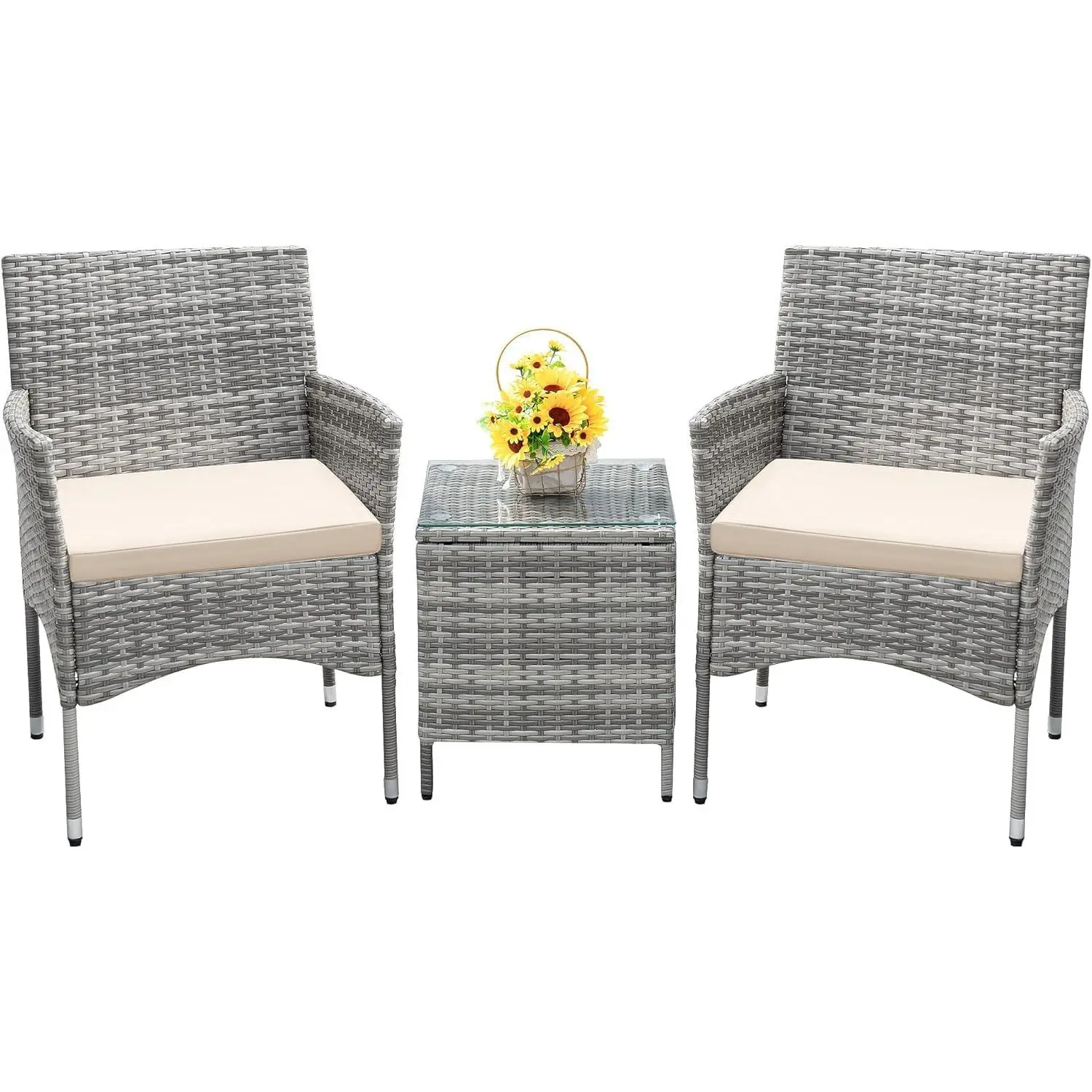 Gray gradient vine + creamy white cushion