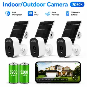【JOOAN 3PCS 2.5K Wire-Free Outdoor Solar Wireless Security Cameras 】Features Human Detection, Full-Color Night Vision, Two-Way Audio, Waterproof & Dustproof Design, 5200mAh High-Capacity Battery, 2.4GHz Wi-Fi Support, And Tf Card/Cloud Storage,