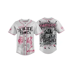 G59 Men's Gothic Skull Graphic Baseball Jersey, Vintage Punk Button Shirt All Over Print, Streetwear Jersey, Gift For Him Her