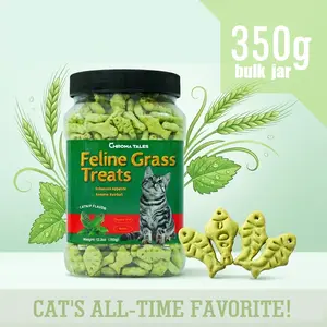 Cat Grass Dental Treats for Indoor Cats, Hairball Control & Digestive Support with Mint Flavor Crunchy Snacks