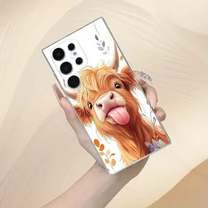 Cute and fun Scottish Highland Cow pattern autumn birthday gift fashionable hot-selling anti-drop transparent phone case for Samsung and for GalaxyA56/A54/A53/A52/A14/A15/A05S/A53/A34/S23/S23Ultra/S23FE/S24/S24FE/S24Ulatra/S25/S25FE/S25Ultra/S21FE