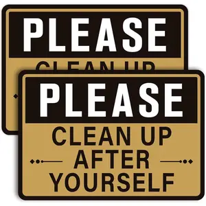 2PCS Please Clean Up After Yourself Sign for Bathroom and Kitchen,Self-Adhesive Waterproof Keep This Area Clean Rules Sticker for Home, Business, Office, Shared Kitchen,Break Room and School