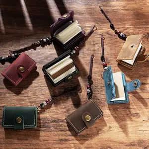 Traveler's Mini Notebook, First Layer Cowhide Leather, Handmade Ultra Small Diary, Genuine Leather Keychain, Compact Journal for Travelers