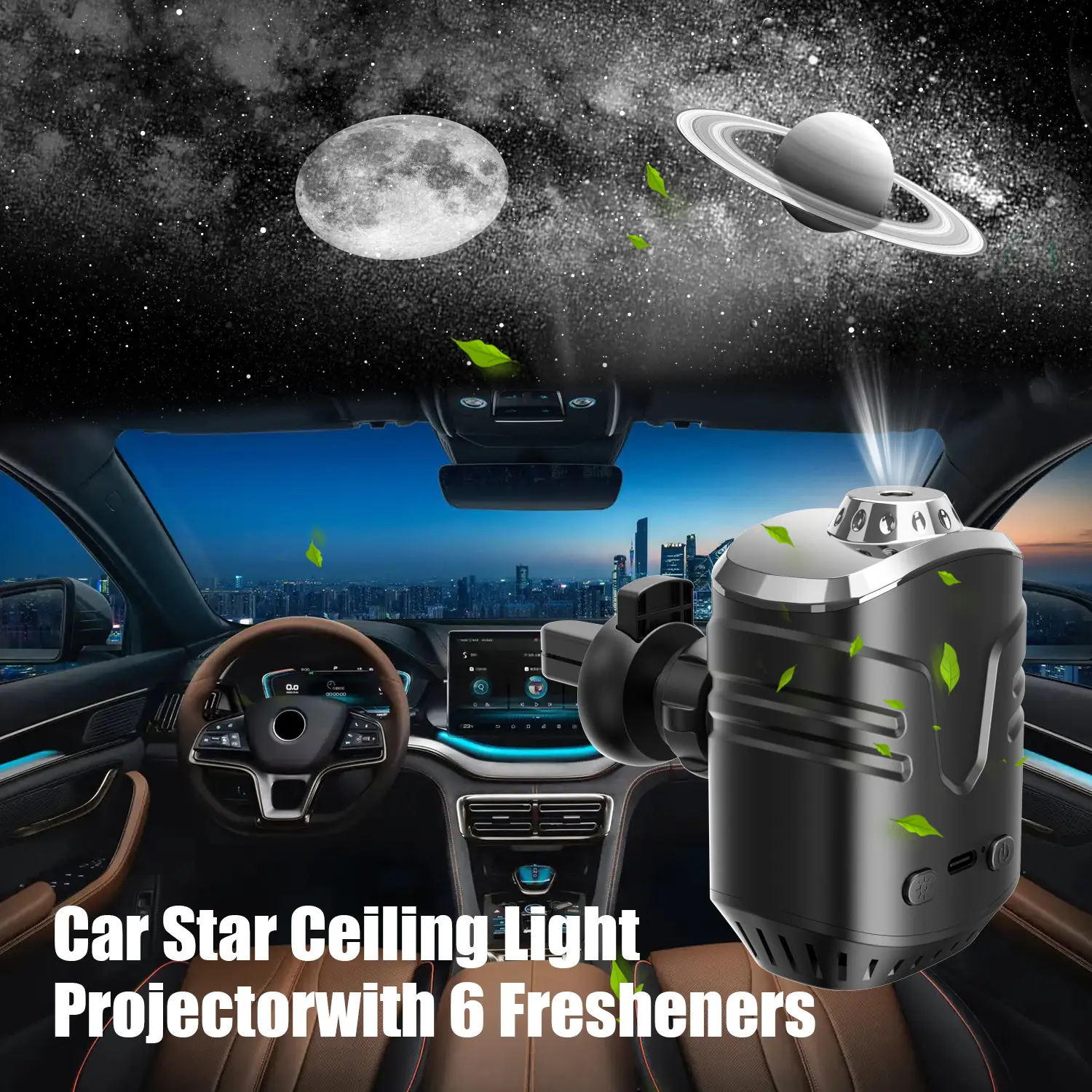 car air freshener, Auto On/Off Car Star Projector | Optical Star Projector for Ceiling, Bright Lights with Ventilation Clip Air Freshener Ambient Diffuser