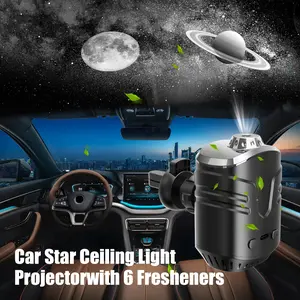 [Star Car Projector] Auto On/Off Car Star Projector | Optical Star Projector for Ceiling, Bright Lights with Ventilation Clip Air Freshener Ambient Diffuser | Car 5V Rechargeable Model 2000 MA Light Starry Night Roof Lights