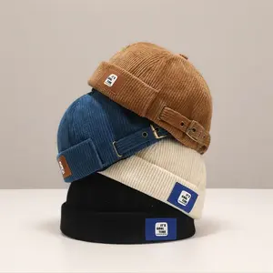 Faringoto Corduroy Hat Docker Cap Brimless Adjustable Snapback Premium Snapback Green Berets Beanie Graduation Cap Headband Cowboy Hats for Men skull cap for men Casual Modern