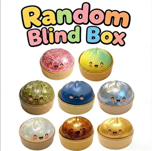 8pcs Blind Box 2026 New Glitter Dumpling Squishy with Steamer Box, Soft Sensory Fidget Steamed Bun Squeeze Toy for Adult Stress & Anxiety Relief