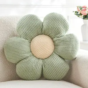 15.7'' Soft Sage Green Flower Shaped Daisy Throw Pillow Decorative Cushion for Sofa Couch Bed Floor Home Decor