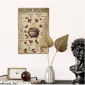 Kitchen Witchery Spice & Cooking Herbs Witchcraft Metal Tin Sign 8x12 Inch Vintage Halloween Decor Gothic Wall Art Industrial Farmhouse Decorative Sign