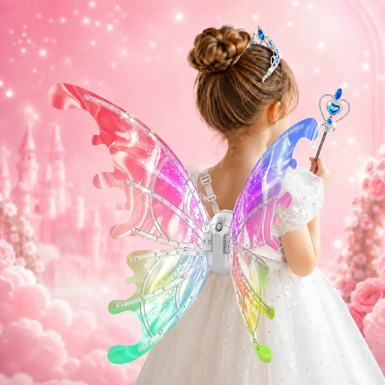 LED fairy Dress Up Set for Girls 4-8 | Light-Up Butterfly Wings with Music & Auto Shut-Off | Costume Toy | Halloween, Birthday, Christmas Gift