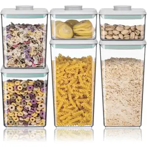Airtight Food Storage Container Sets with Lids 6Pcs Pop Containers for Kitchen Pantry Organization Stackable Kitchen Storage Containers for Cereal Flour Sugar (0.5, 1.2, 1.8qt)*2