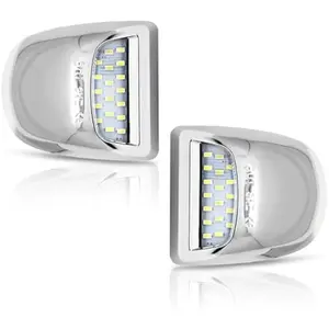 LED License Plate Light Tag Lights Assembly Compatible with Chevy Silverado Suburban Tahoe GMC Sierra 1500 2500 3500 HD Escalade EXT, White - Pack of 2