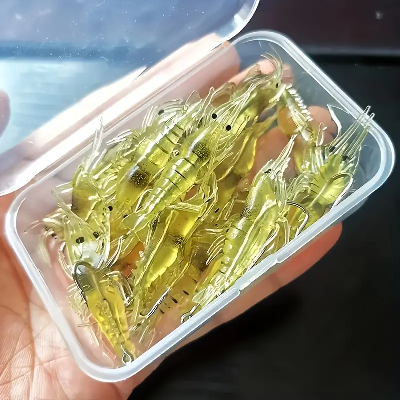 30pcs 4cm Micro Grass Shrimp Soft Baits with Hooks for Light Tackle, Creek, Shore, Perch & Panfish Fishing, Angling Gear, Artificial Lures, Soft Fishing Lures