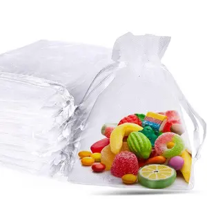 LYSXP 100PCS 3.5x4.7 Inch White Organza Bags Small Organza Bags Mesh Organza Bags for Gifts Jewelry Cosmetics Wedding Favors
