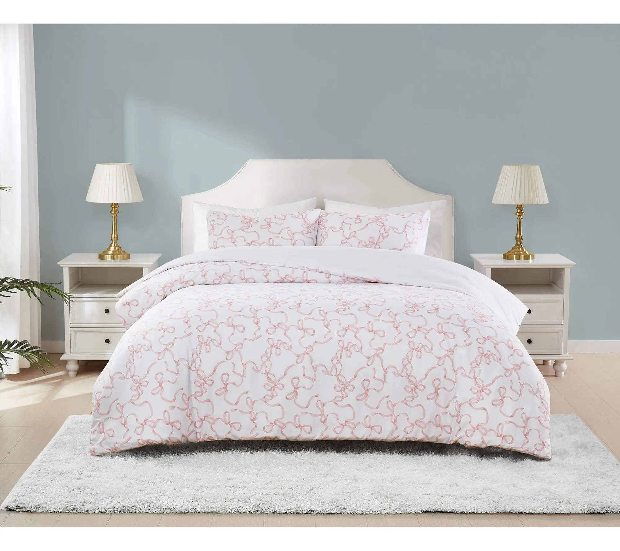 Truly Soft Prin ted Bow 3 Piece Full/Queen Duv et Set