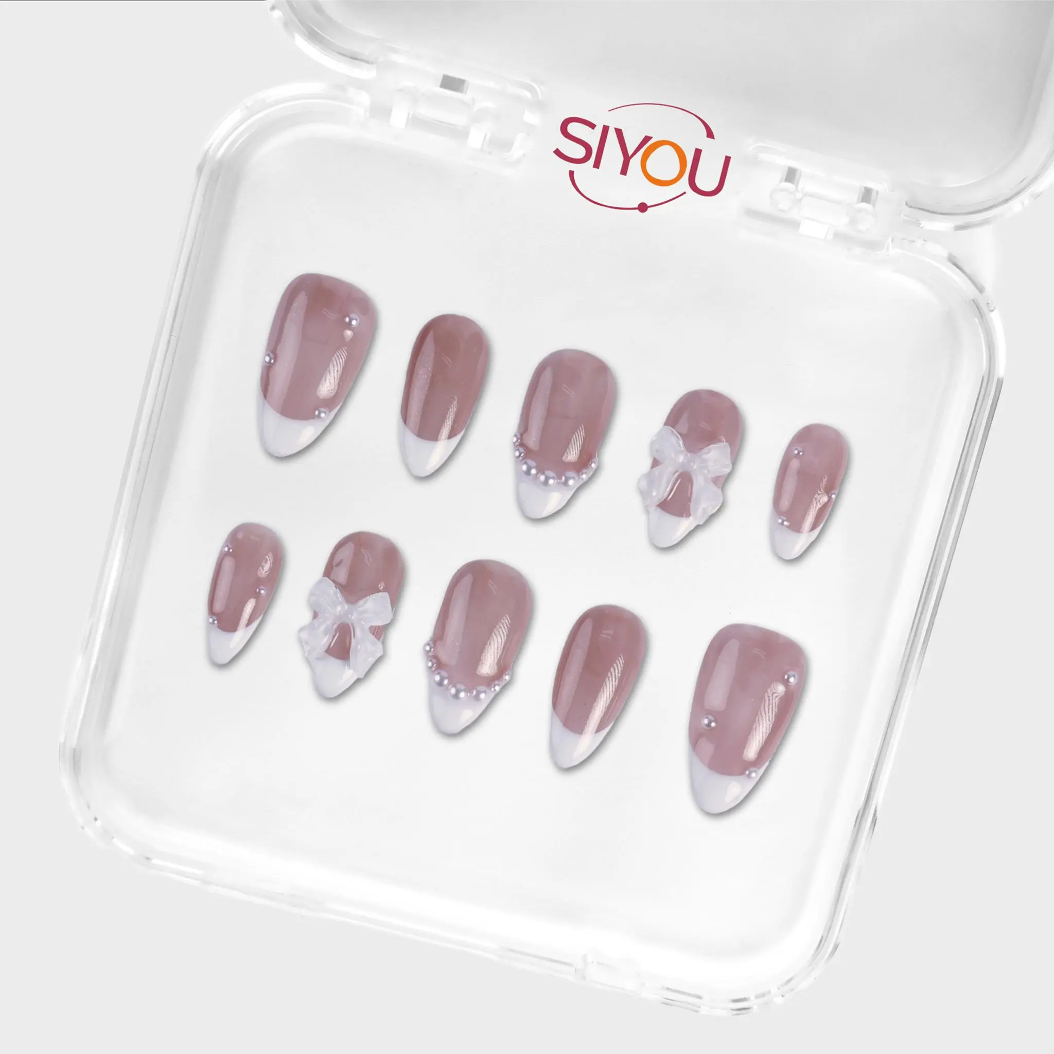 Siyou Handmade Press On Nails Vol. 1, Reusable Salon Quality Kit in Medium Almond - Features Love Letter, Dark Matter, Charmed & Cream Soda Designs, Boudoir, Glass Slipper