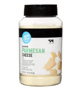 Happy Belly Grated Parmesan Cheese Shaker, 16 Oz, Aged for 10 Months, Gluten-Free, Non-GMO, Perfect for Pasta and Other Recipes - Dairy Milk Bake Baking