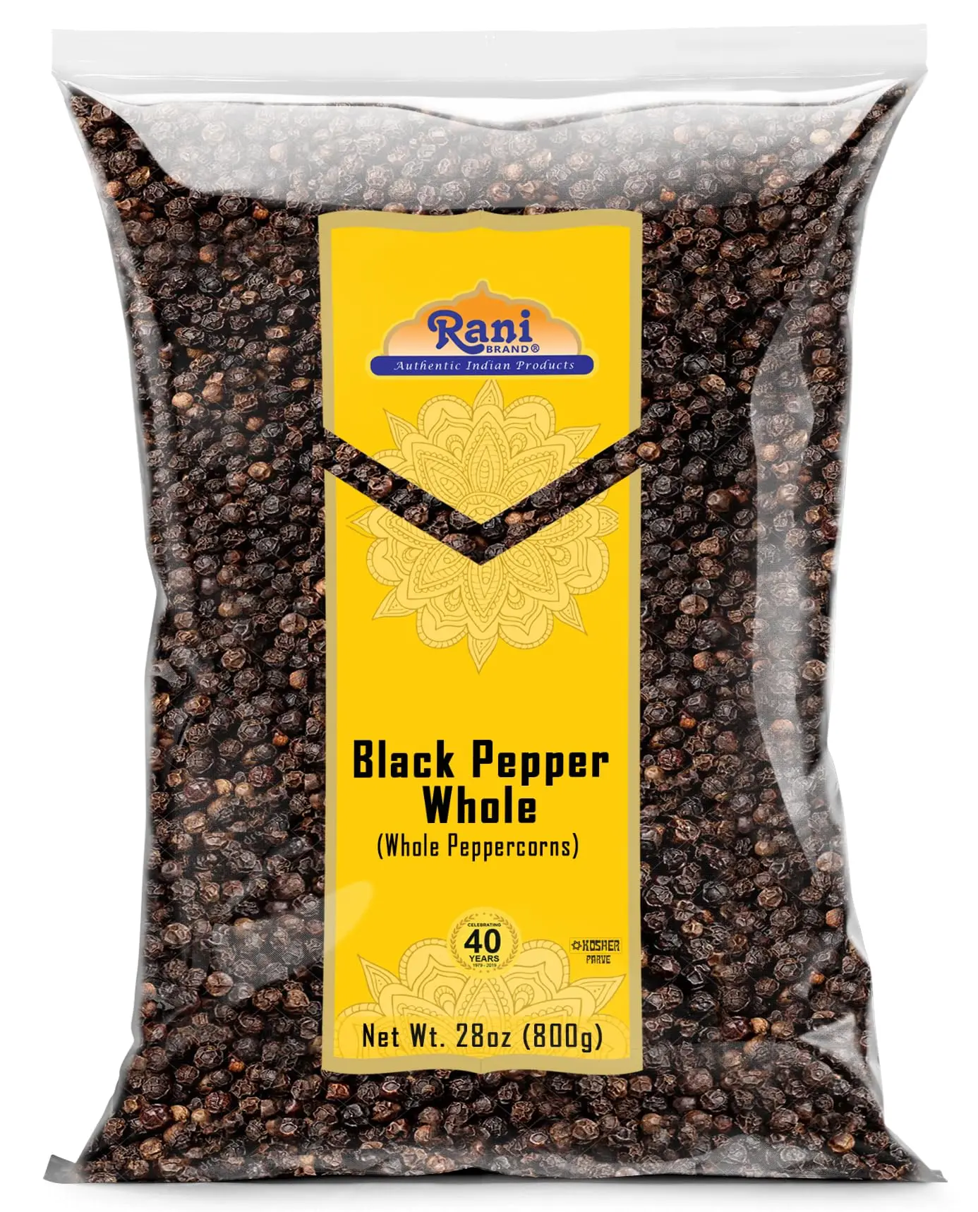 Rani Black Pepper Whole (Peppercorns), Premium MG-1 Grade 28oz (1.75lbs) 800g ~ All Natural | Gluten Friendly | Non-GMO | Kosher | Perfect Size for Grinders!