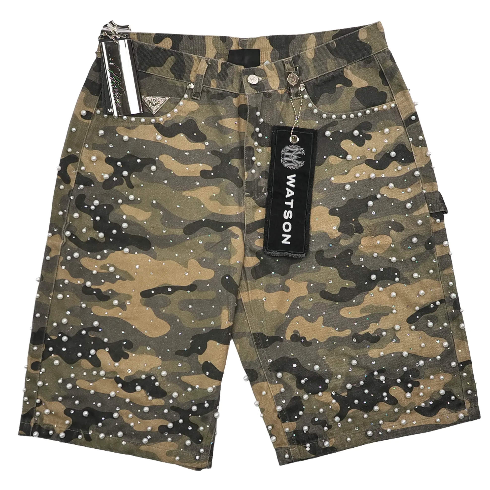 WATSON PEARL CAMO DENIM SHORTS