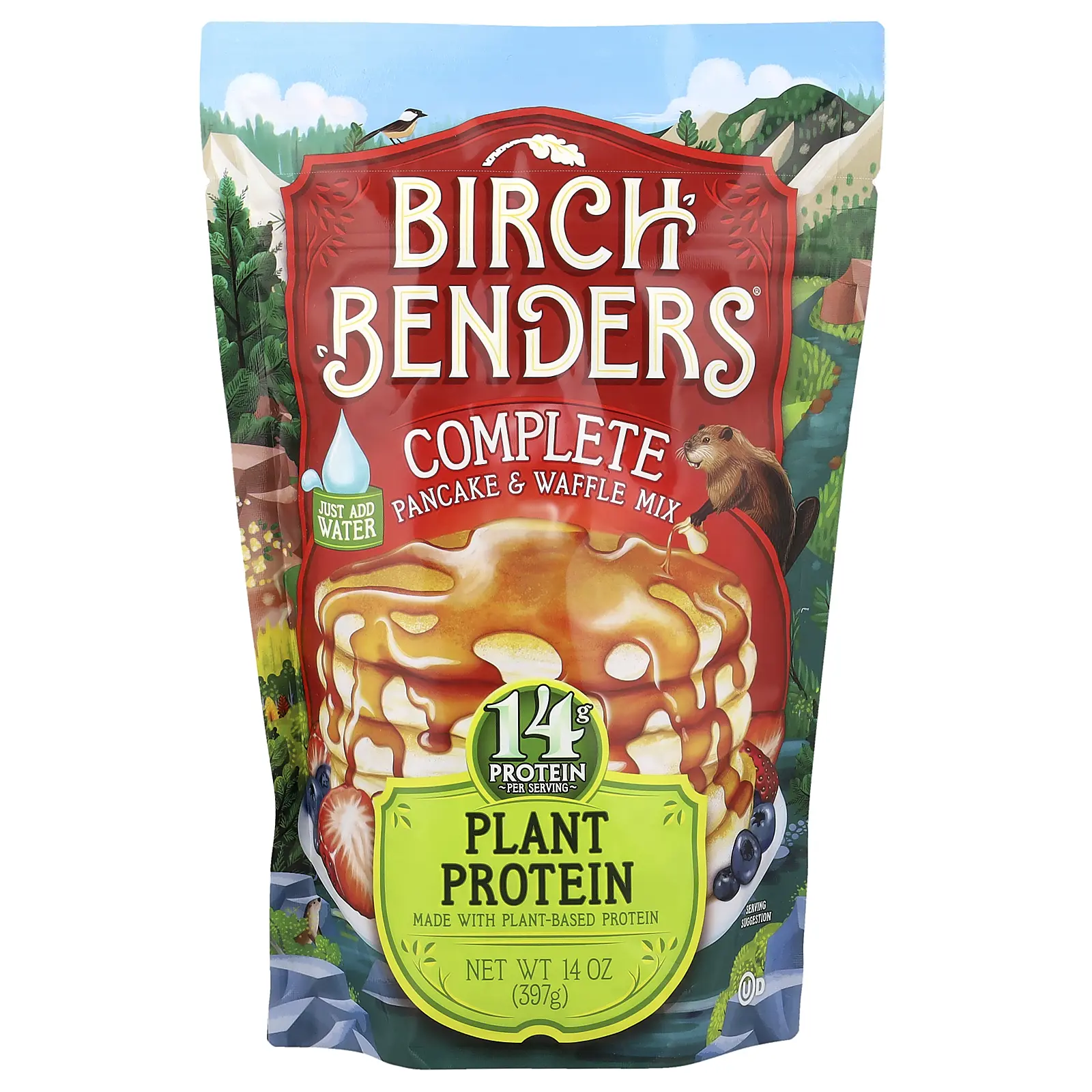 Birch Benders Complete Pancake & Waffle Mix, Plant Protein, 14 oz (397 g)