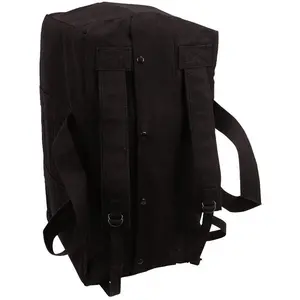 Black - Canvas Parachute Cargo Bag Extra Large Duffle Bag 75L with Backpack Straps