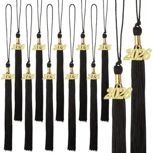 12 count Graduation Tassel with 2026 Charm for Graduation Cap, Charm Graduation Tassel Decorations for Graduation Ceremony Graduation Party Supplies Accessories(Black)