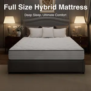 High Quality Mattress - Full Size Medium Firm Hybrid (8/10/12 in) with Fitted Sheet, Fiberglass-Free, Silent Pocket Spring, No-Sag High-Density Wave Foam, Enhanced Edge Support, SGS Certified for Deep Sleep, Father's Day Gift Idea,