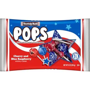 Patriotic Tootsie Roll Pops, Cherry and Blue Raspberry Flavors