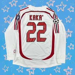 2006 2007 Milan Away Retro White No.22 Kaka Long Sleeved Soccer Jersey