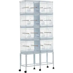 Extra Large Bird Cage with Stand Metal Parrot Cage for Mid-Sized Parrots Cockatiels Conures Parakeets Lovebirds Budgie Finch, White seed catcher