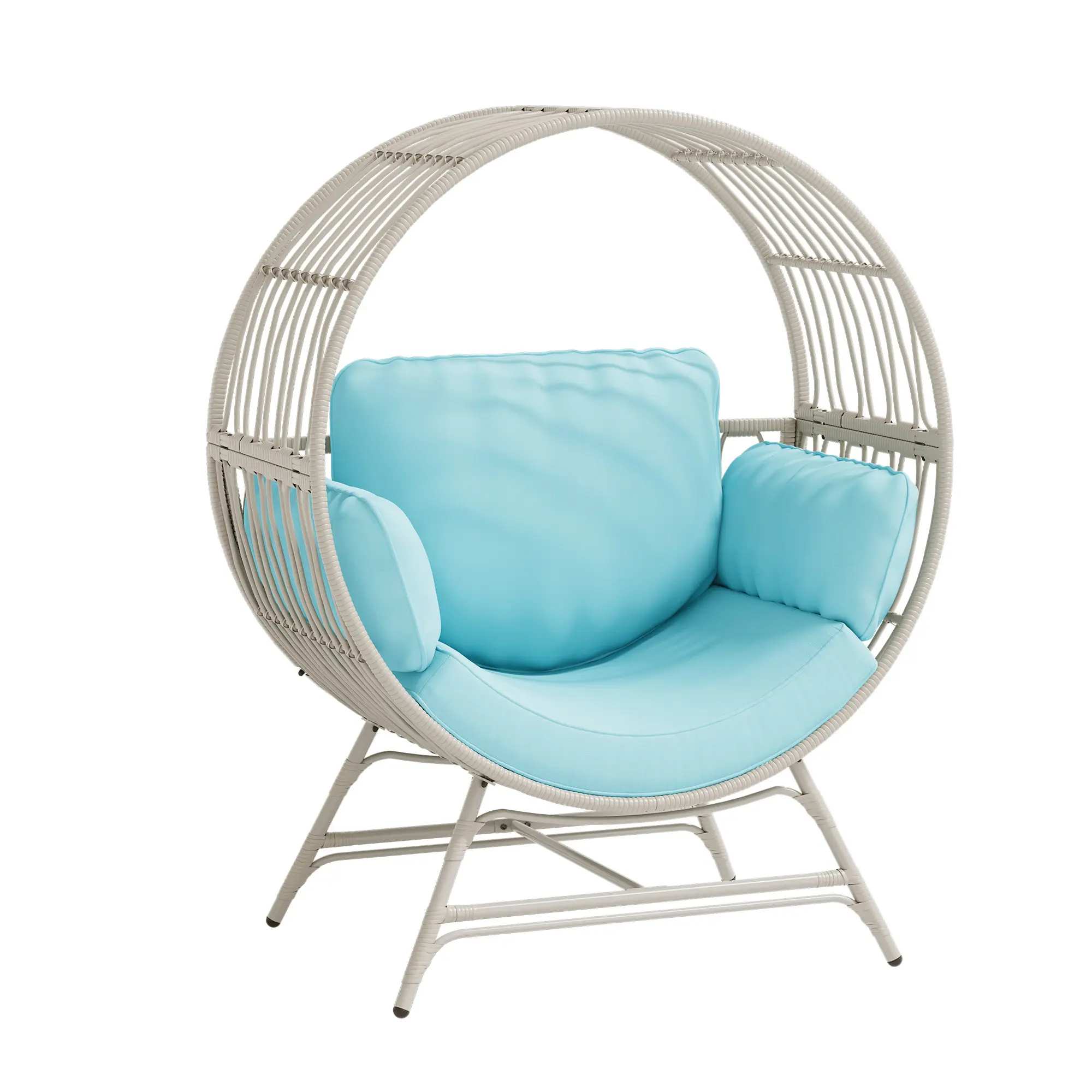 Summervibes LHBCRAFT Rattan Wicker Egg Chair-330lbs Weight Capacity, Egg Basket Lounge Chair with 4 Cushions, Oversized Indoor and Outdoor Lounger Chair for Patio & Living Room, Steel Fram,Christmas gift