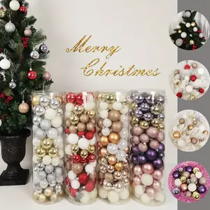 [holiday gifts][christmas gift] 100pcs Christmas Tree Decorations in Four Styles, Hanging Christmas Tree Ornaments, 12 Colors, Large Bucket Gift Box, New Year'S Decorations, Golden/Silver/Red/ Multicolor, Christmas Tree Ornaments, Christmas