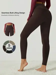 Women Solid Color Tight Seamless Sculpt Leggings High Waist Butt Lifting Versatile Stretchy Soft Comfortable Yoga Pants Moisture Wicking Breathable Shaping Fitness Sports Pants All Season Pilates Wear Home Outdoor Travel Loungewear Sleep Bottoms