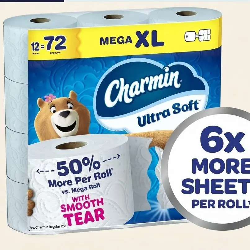 Charmin Toilet Paper Ultra Soft 12 Mega XL Rolls Cushiony Soft Septic Safe Bath Tissue Pack For Household Bathroom