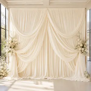 Wrinkle-Free Backdrop Curtain Set, 2 Panels 5x10FT Polyester Drapes for Photoshoot, Wedding Arch, Birthday, Christmas & Graduation Decor