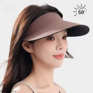 Women's Wide-Brimmed Open-Top UV-Protection Visor Hat - Foldable, Seamless 1-Piece UV Shield, Summer Sports & Outdoor Accessory