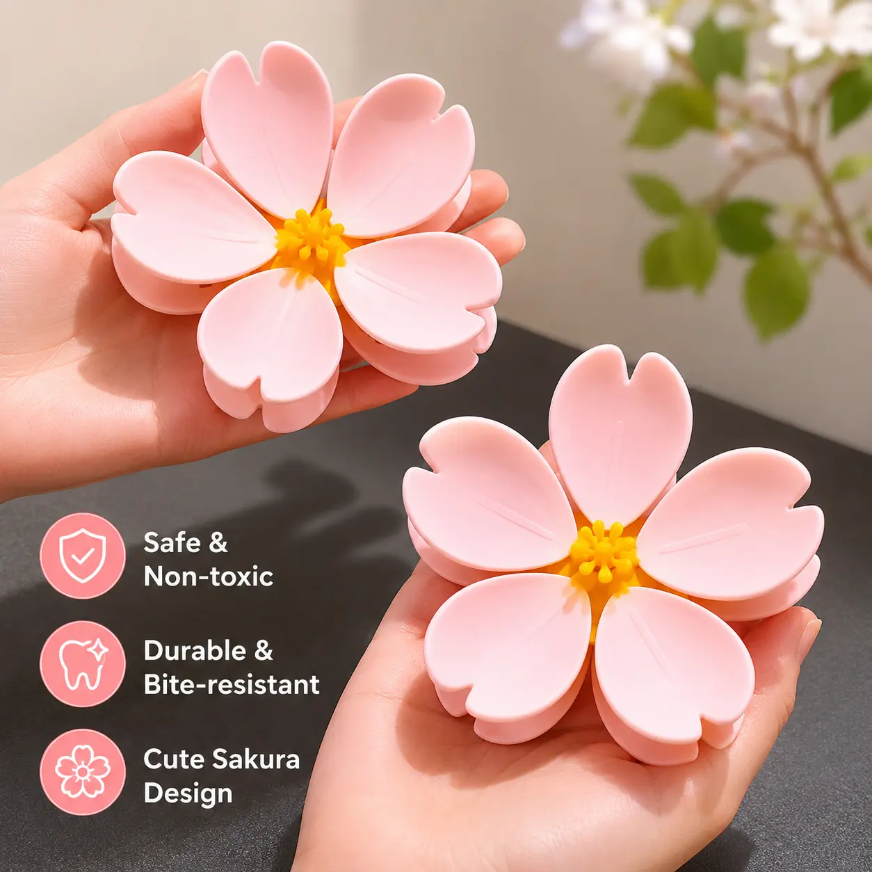 2 Pieces Cherry Blossom Shaped Sealing Clip, Magnetic Design Sticks to Refrigerator, for Sealing Snack Bags and Holding Small Loose Paper Items