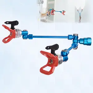 Airless Paint Spray Gun Double Nozzle Extension Pole with 415 415 Nozzle and 2PCS Tip Guard, for Sprayer Extension Double Head, for Double Nozzle Paint Extension