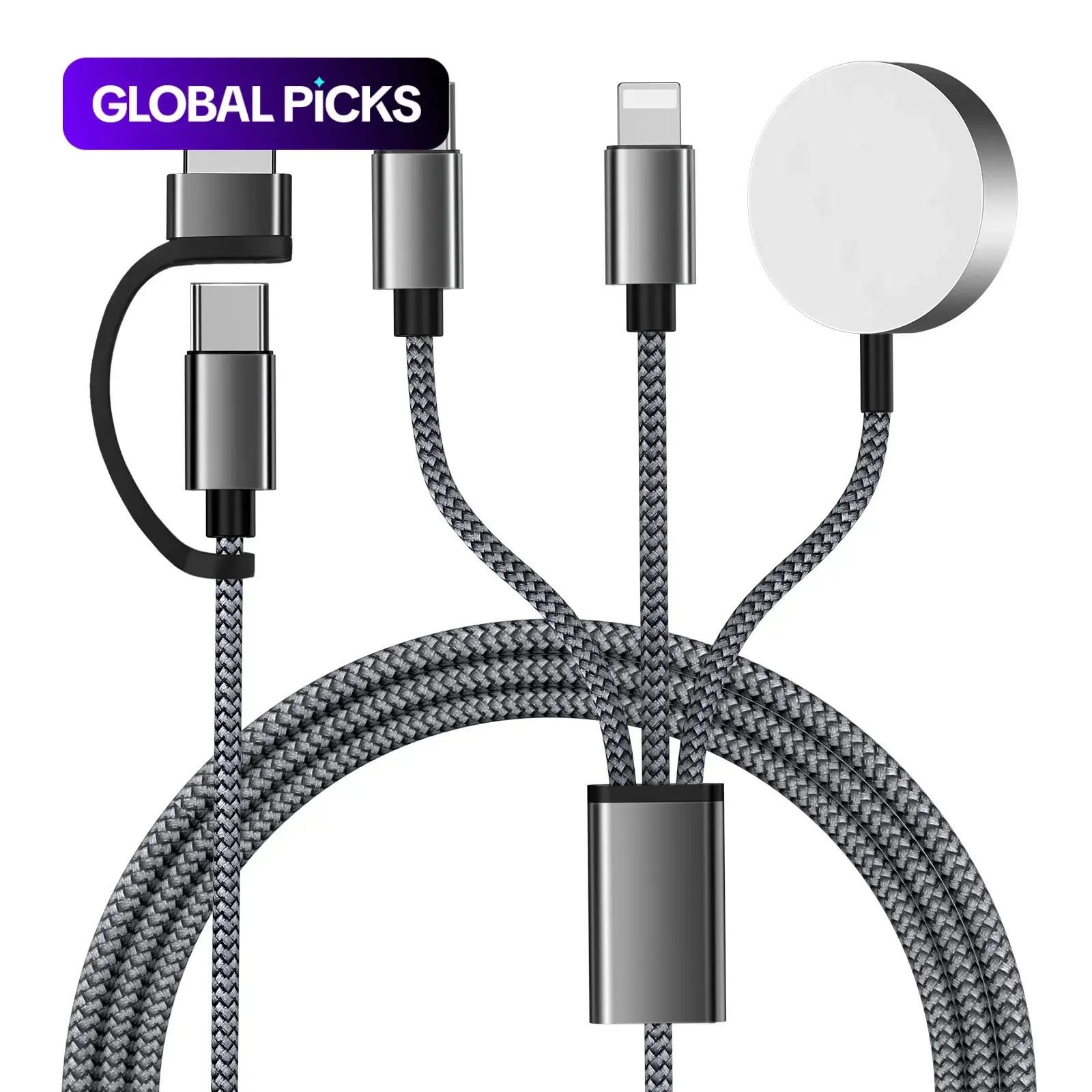 3-in-2 USB-C Charging Cable, Portable Multi-Device Charger Compatible with iWatch Ultra/SE/10/9/8/7/6/5/4/3/2/1, iPhone 16/15/14/13/12/11, and Galaxy S23 #GLOBAL PICKS