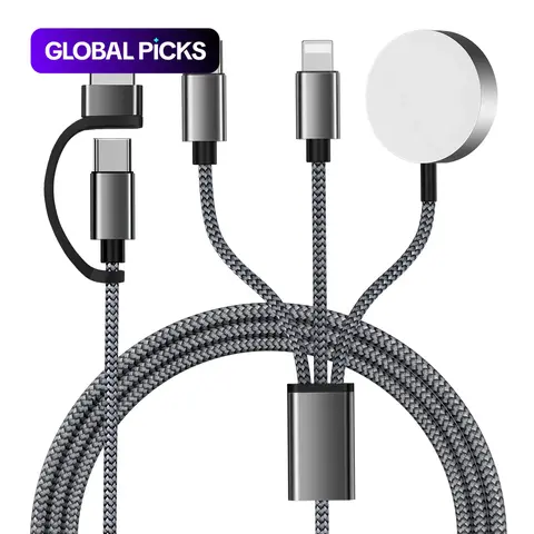 3-in-2 USB-C Charging Cable Multi-Device Charger Portable Compatible with iWatch Ultra/SE/10/9/8/7/6/5/4/3/2/1, iPhone 16/15/14/13/12/11, and Galaxy S23